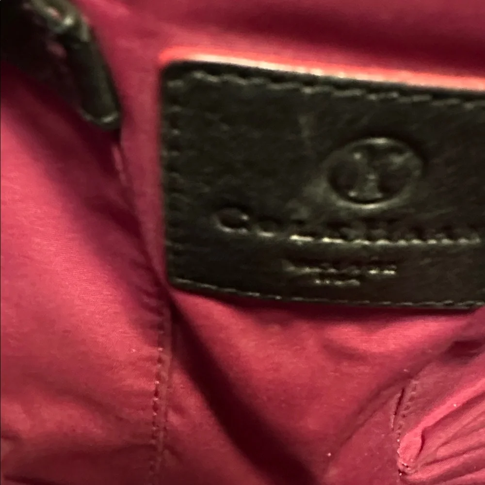 Cole Haan hand bag in black with magenta stitch and inside - Picture 8 of 9